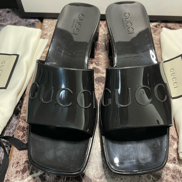 GUCCI 60mm Slide Sandal Black Rubber - Picture 10 of 10